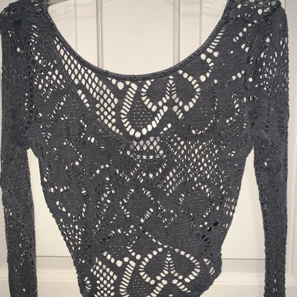 Detailed fishnet crop top